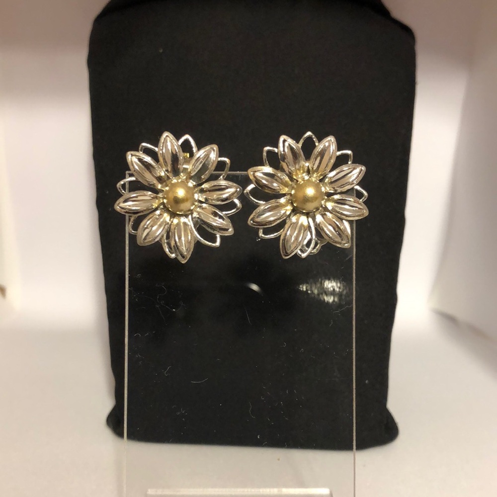Elegant Gold and Silver Flower Earrings